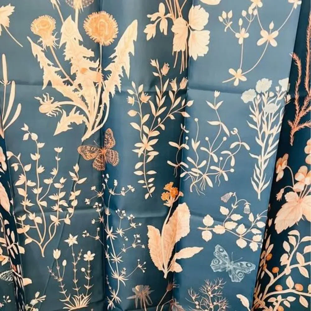 Botanical Shower Curtain – Aqua Teal Blue & Coral Floral Nature Print